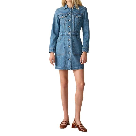 NEW FAHERTY michelle denim dress in sea bright wash